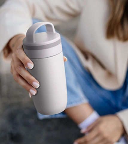 Copo de café 12 oz com tampa de alça 2 em 1