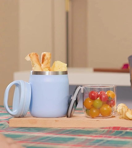 600 ml garrafa térmica de alimentos a vácuo com Tritan/recipiente de vidro